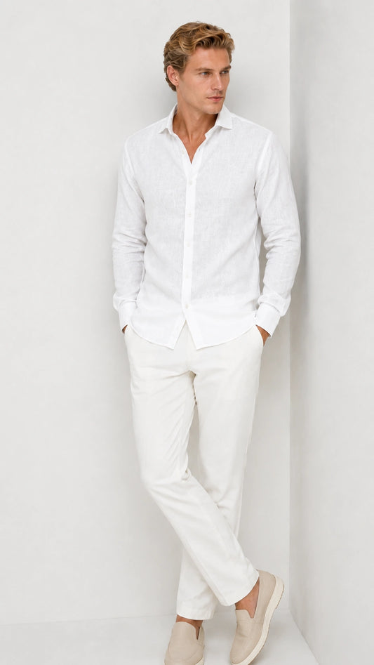 Camicia in canapa avorio