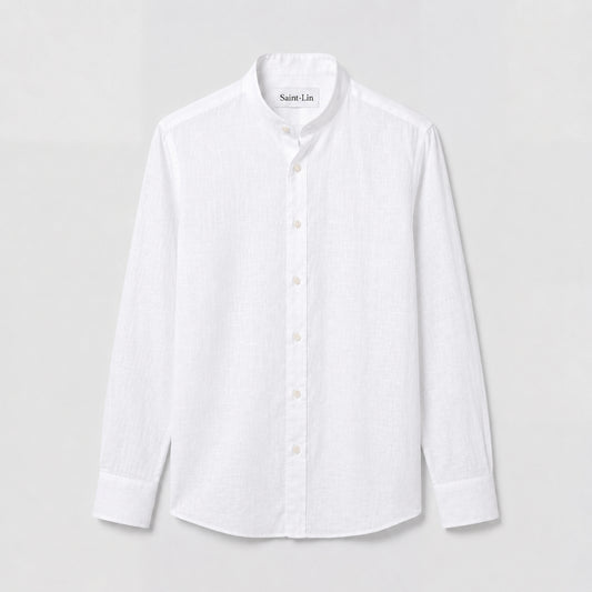 Ivory Mandarin Linen Shirt