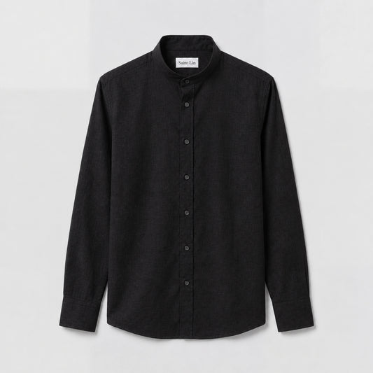 Onyx Mandarin Linen Shirt