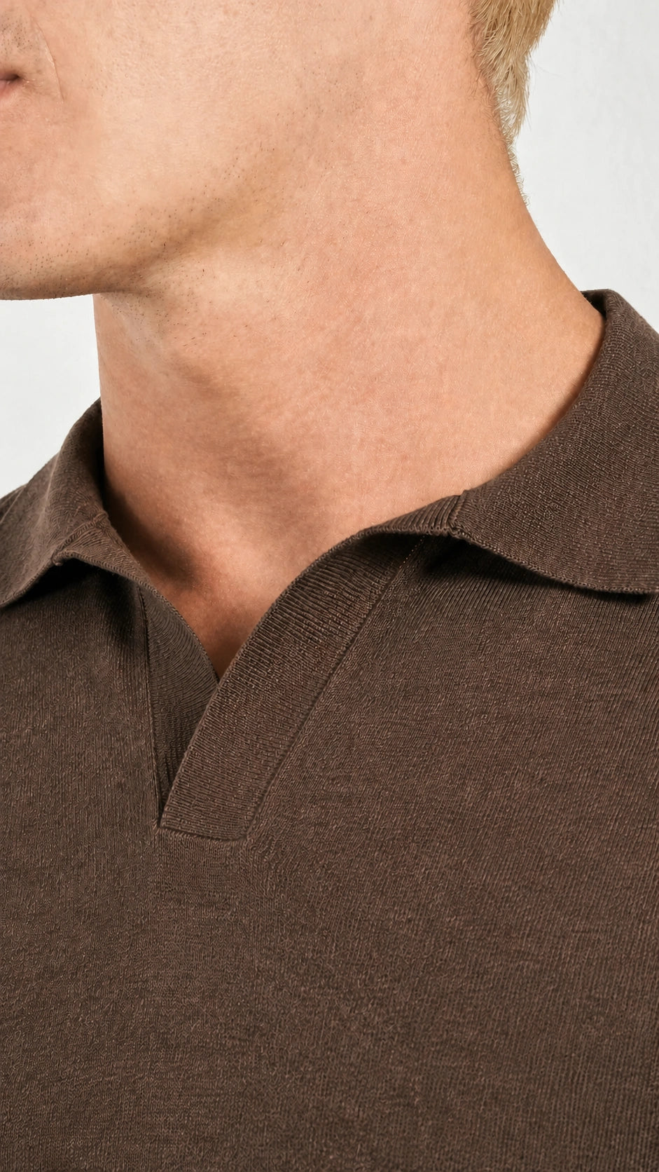 Polo in maglia merino cammello