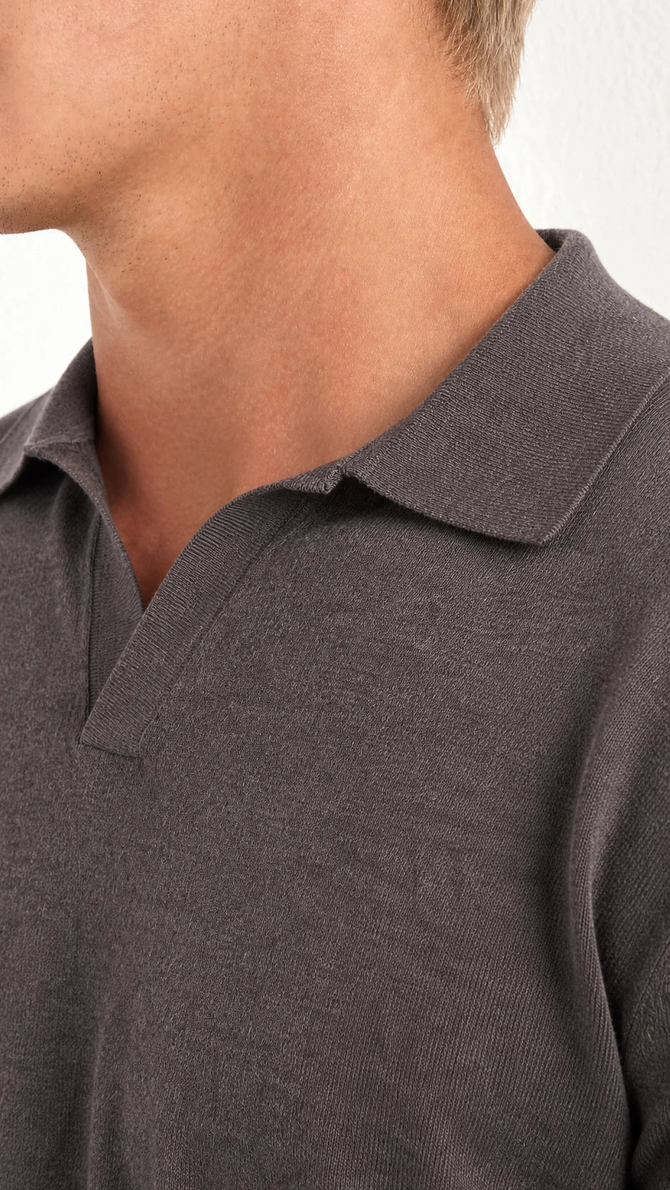 Polo in maglia merino stone