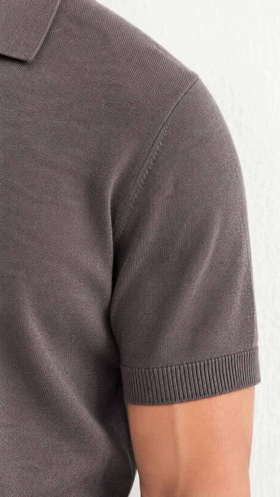 Polo in maglia merino stone