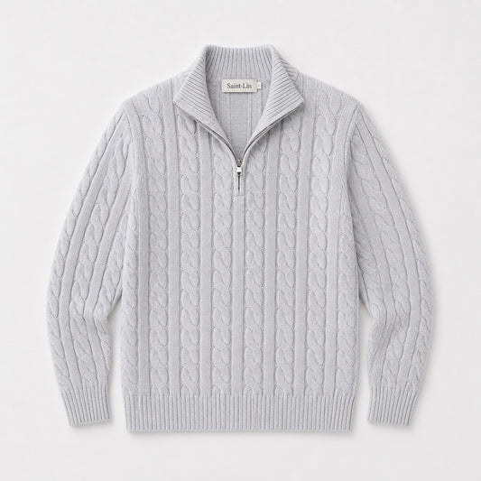 Stone Merino Half-Zip Sweater