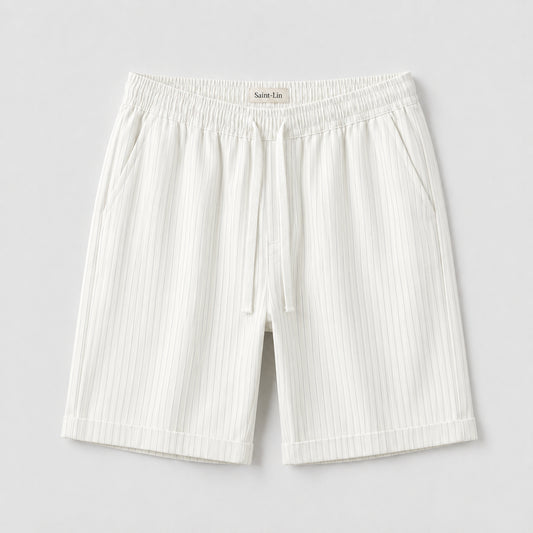 Ivory Lyocell Striped Shorts