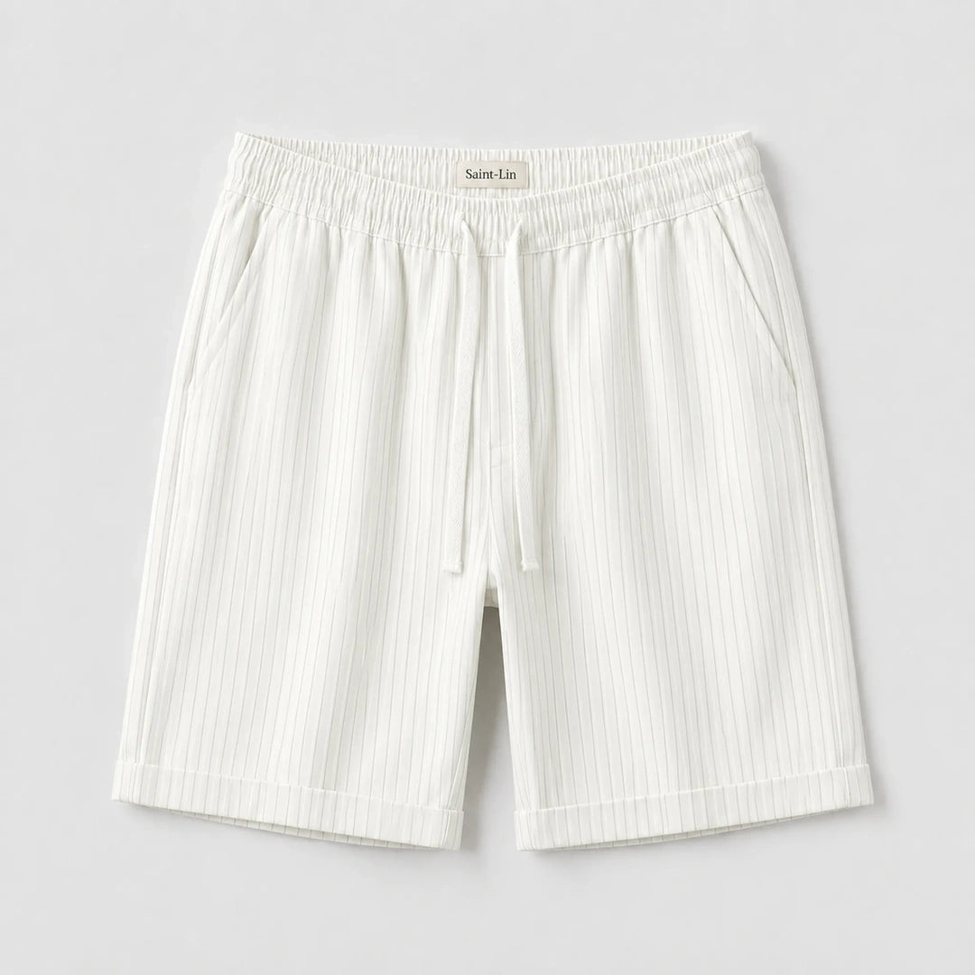 Ivory Lyocell Striped Shorts