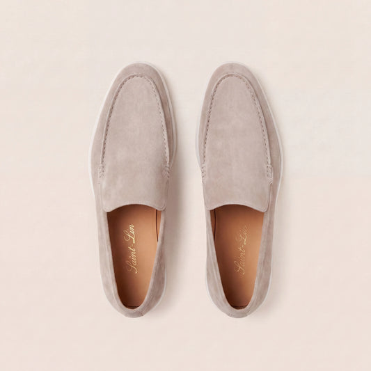 Stone Suede High Loafers