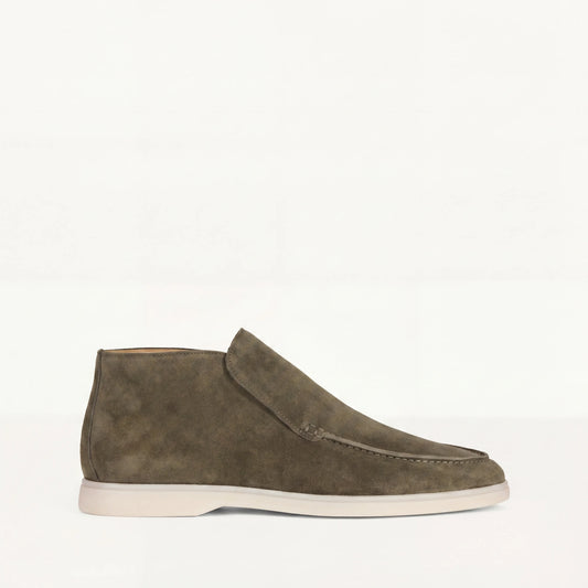 Olive Suede High Loafers