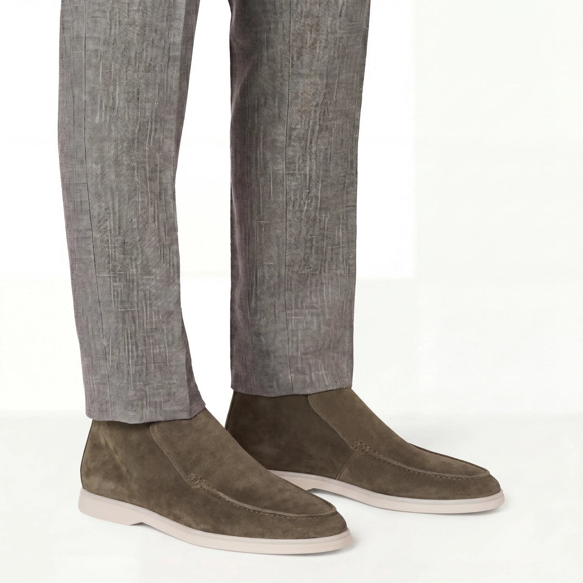 Olive Suede High Loafers