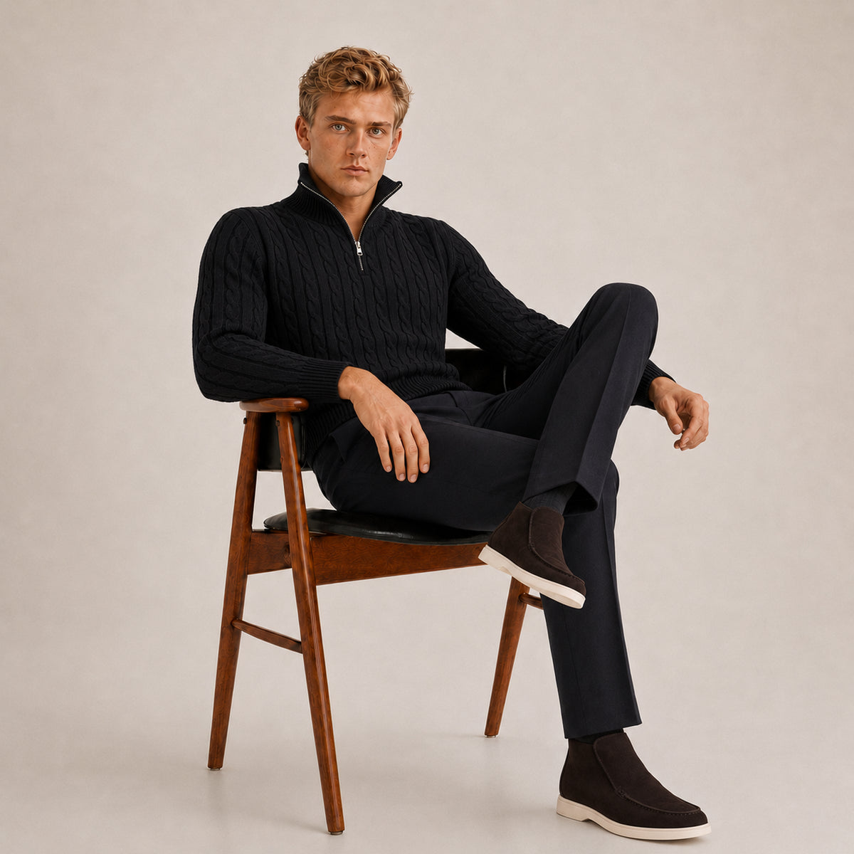 Onyx Merino Half-Zip Sweater