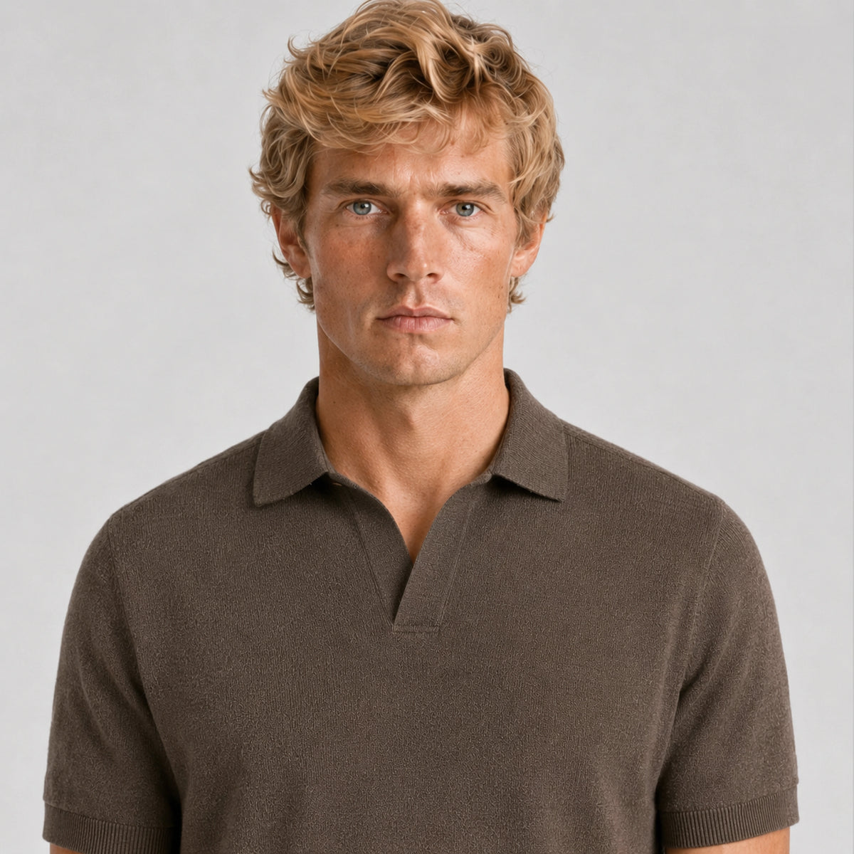 Camel Merino Knit Polo