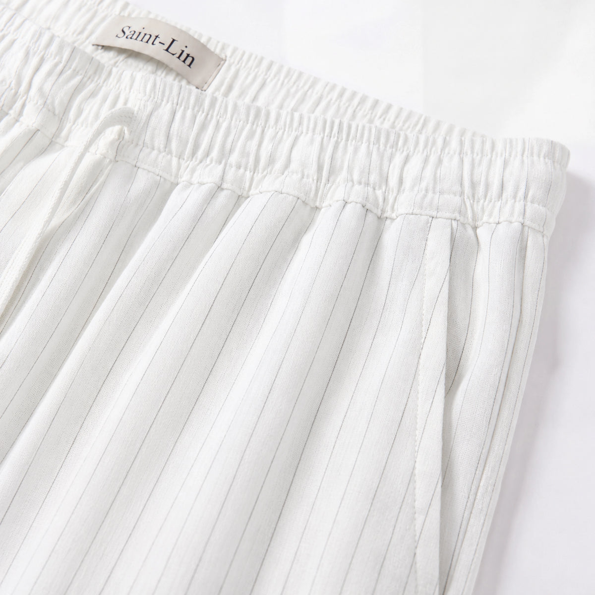 Ivory Lyocell Striped Shorts