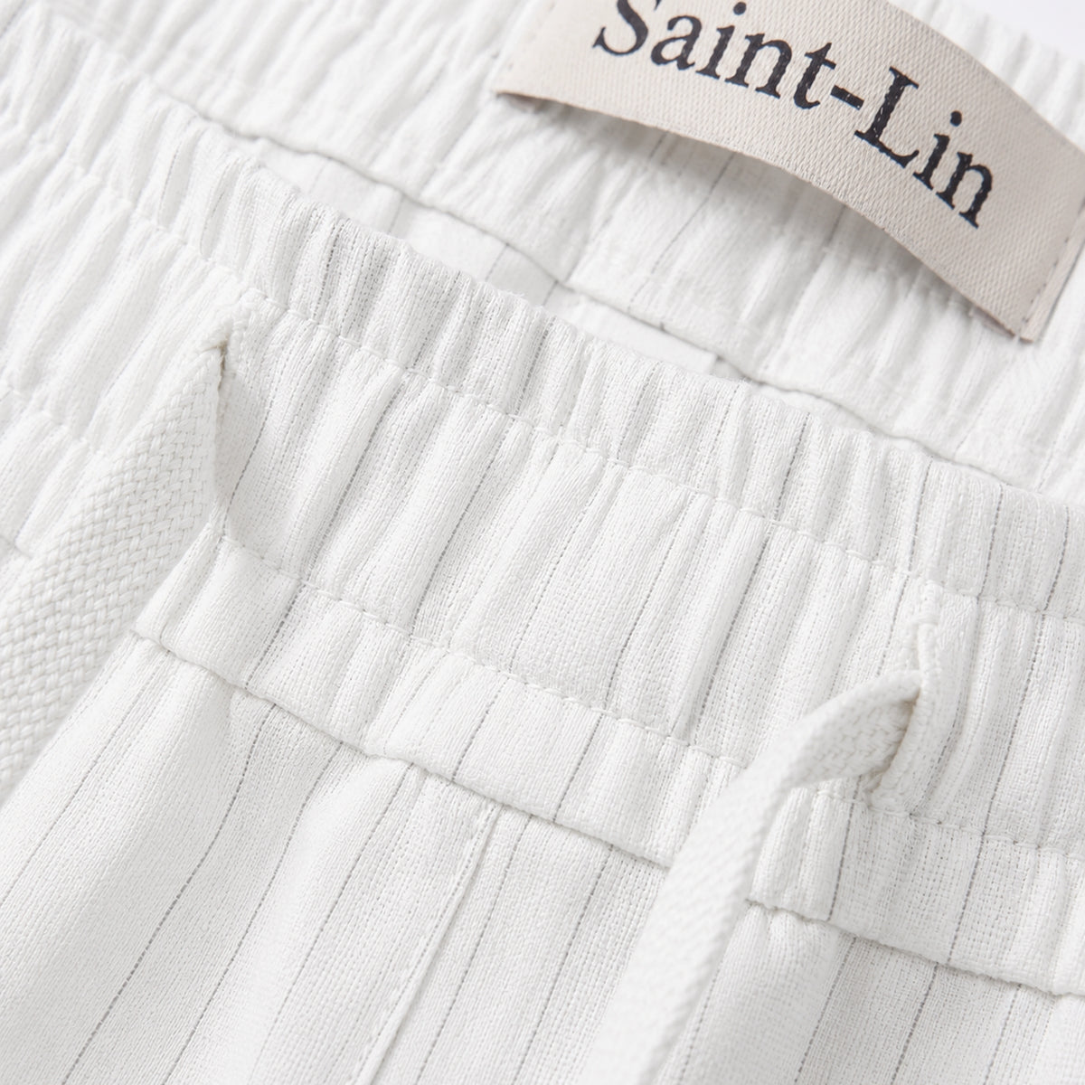 Ivory Lyocell Striped Shorts