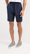 Pantaloncini a righe in lyocell azzurro