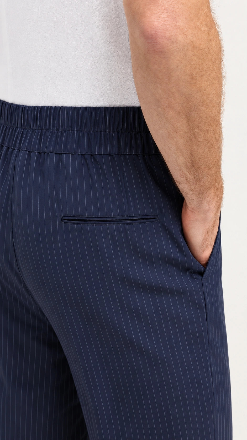 Pantaloncini a righe in lyocell azzurro