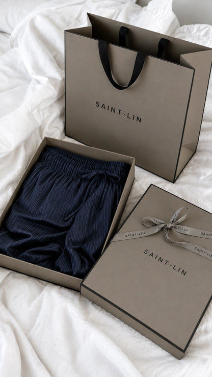 Pantaloncini a righe in lyocell azzurro