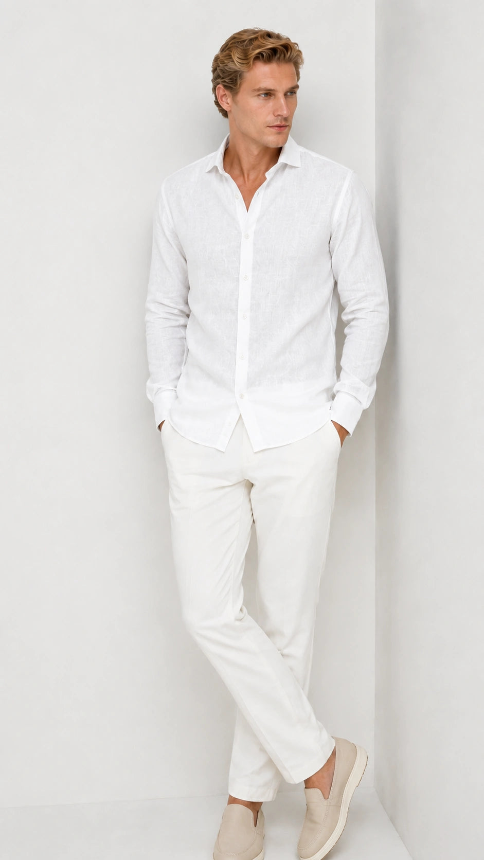 Camicia in canapa avorio