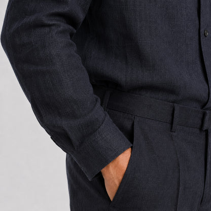 Onyx Mandarin Linen Shirt