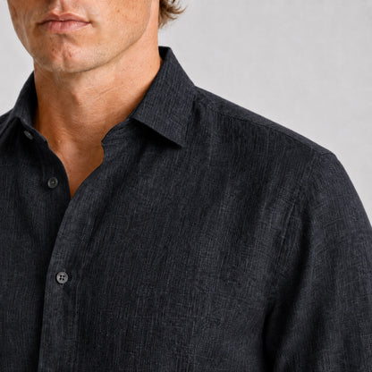 Onyx Mandarin Linen Shirt