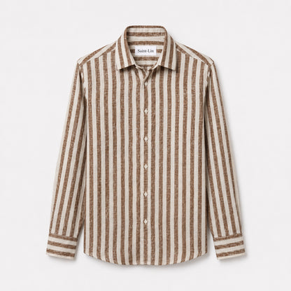 Camel Striped Linen Shirt