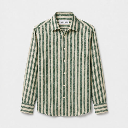 Emerald Striped Linen Shirt