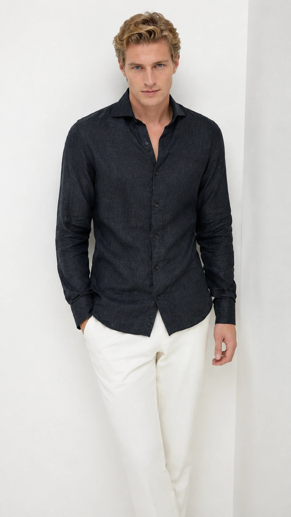 Camicia in canapa onice