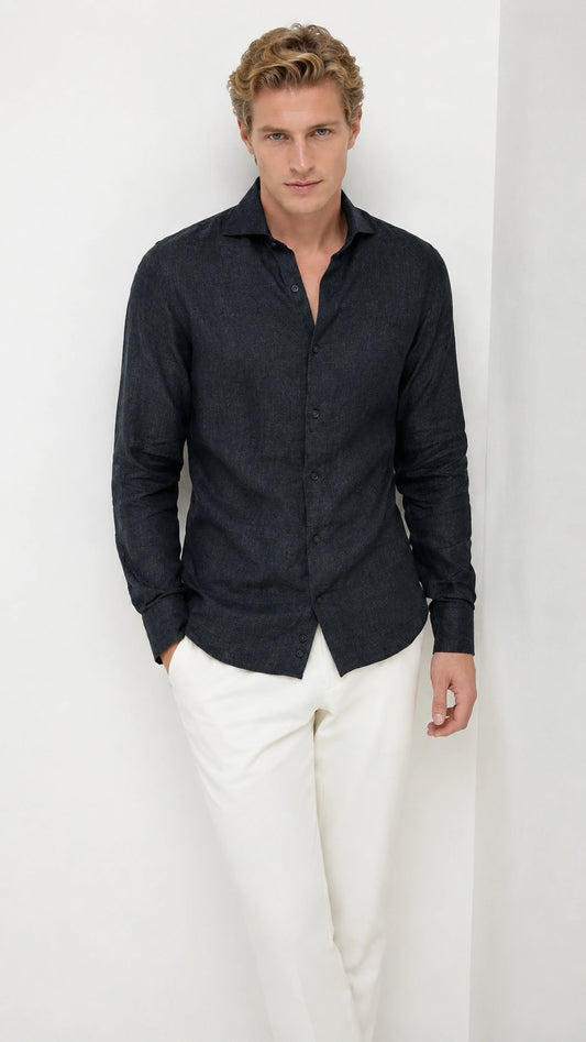 Camicia in canapa onice