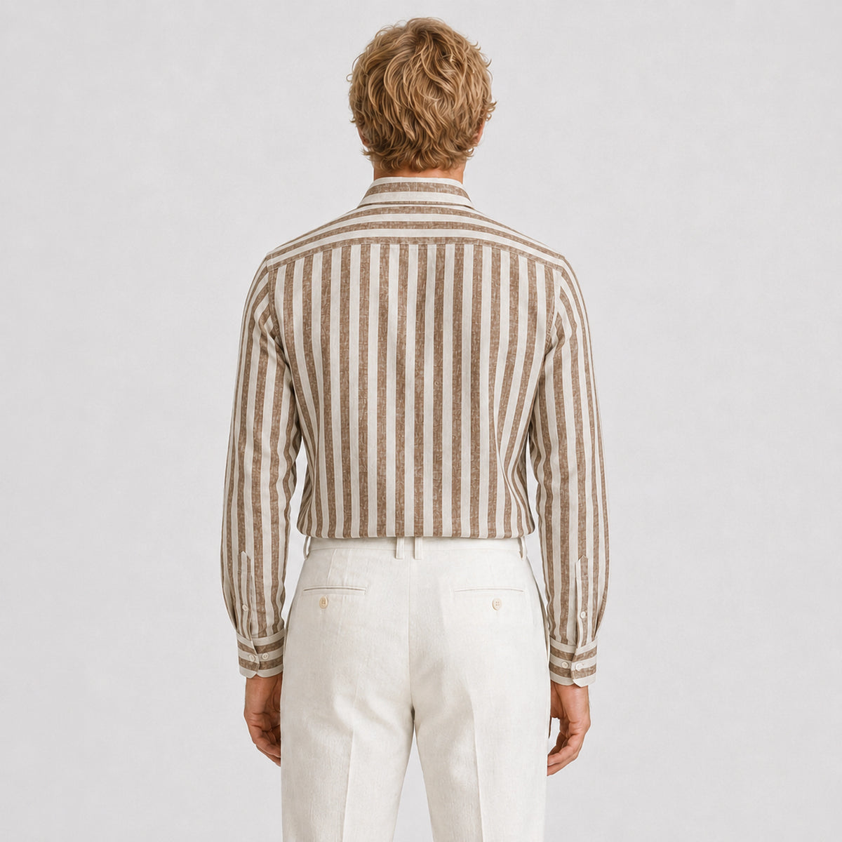 Camel Striped Linen Shirt