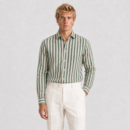 Emerald Striped Linen Shirt