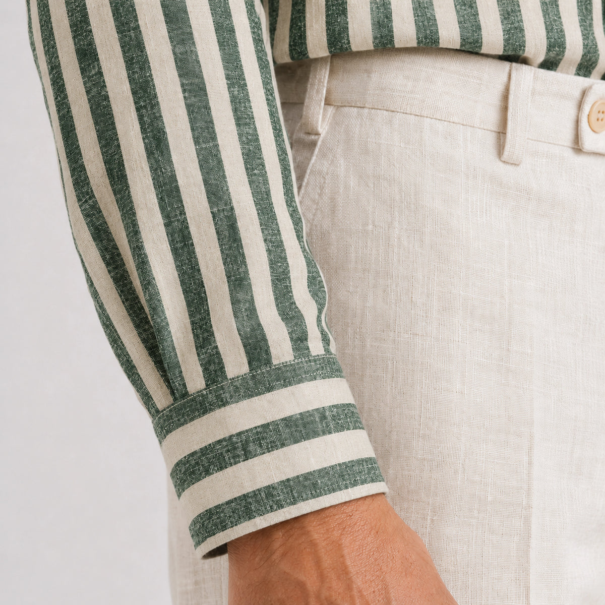 Emerald Striped Linen Shirt