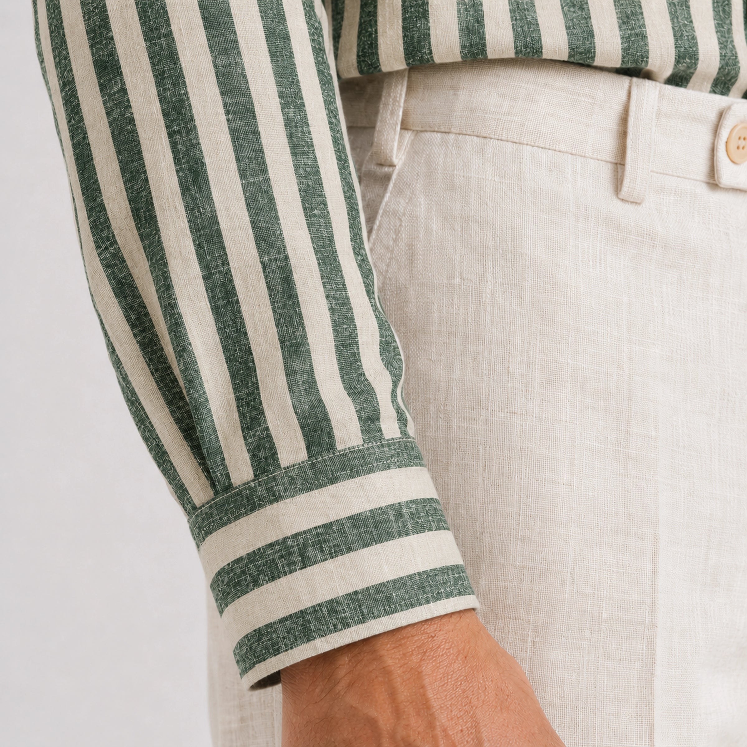 Emerald Striped Linen Shirt