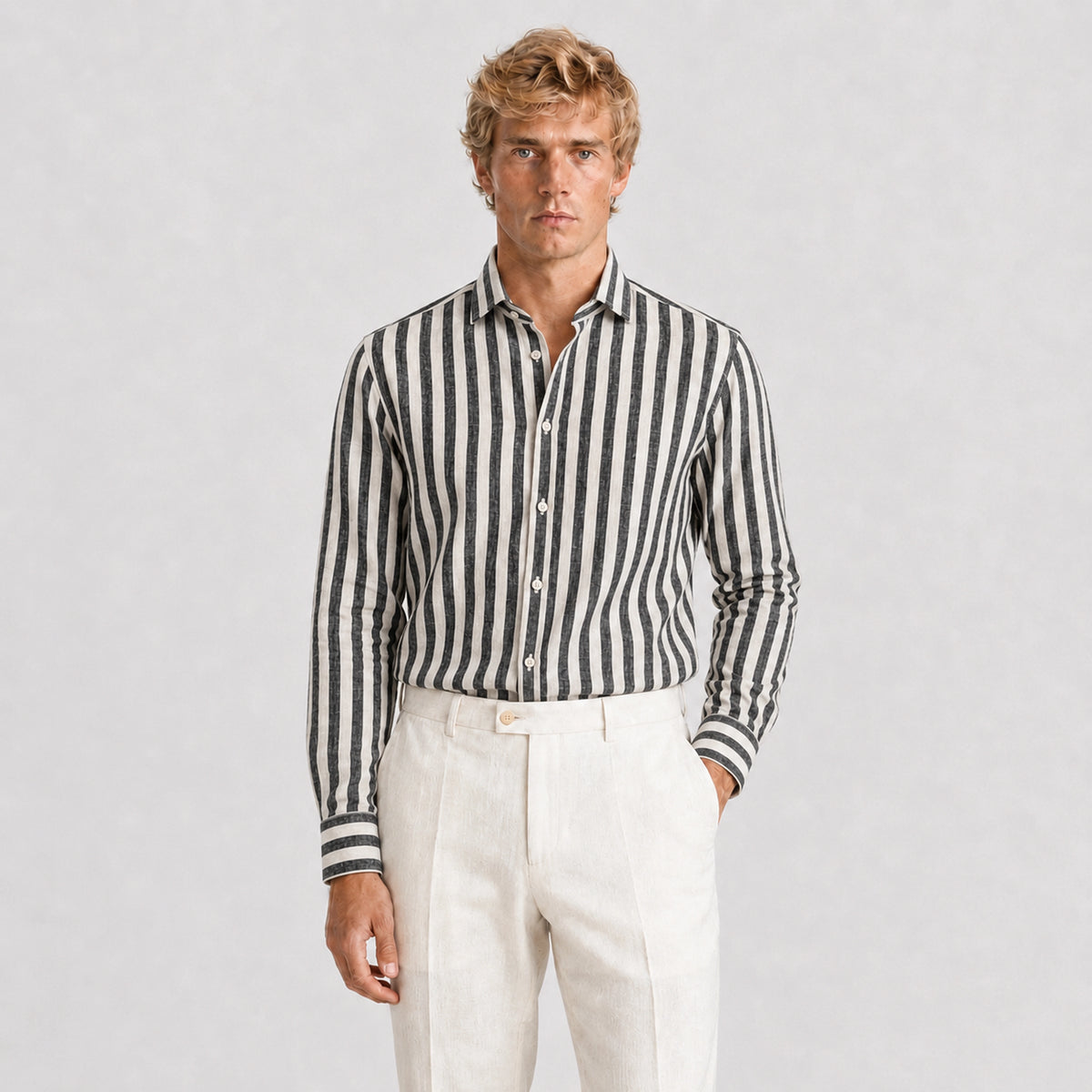Onyx Striped Linen Shirt