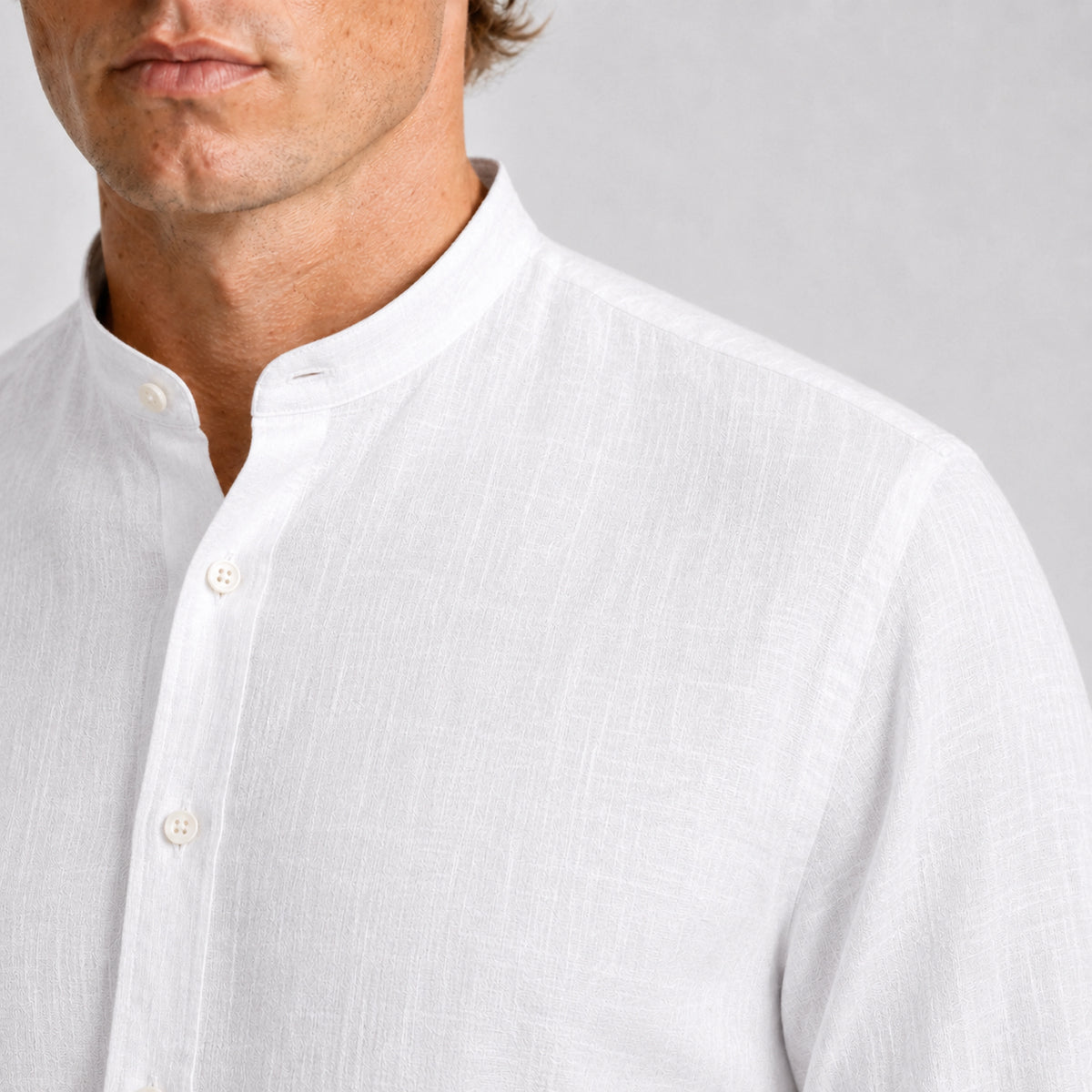 Ivory Mandarin Linen Shirt