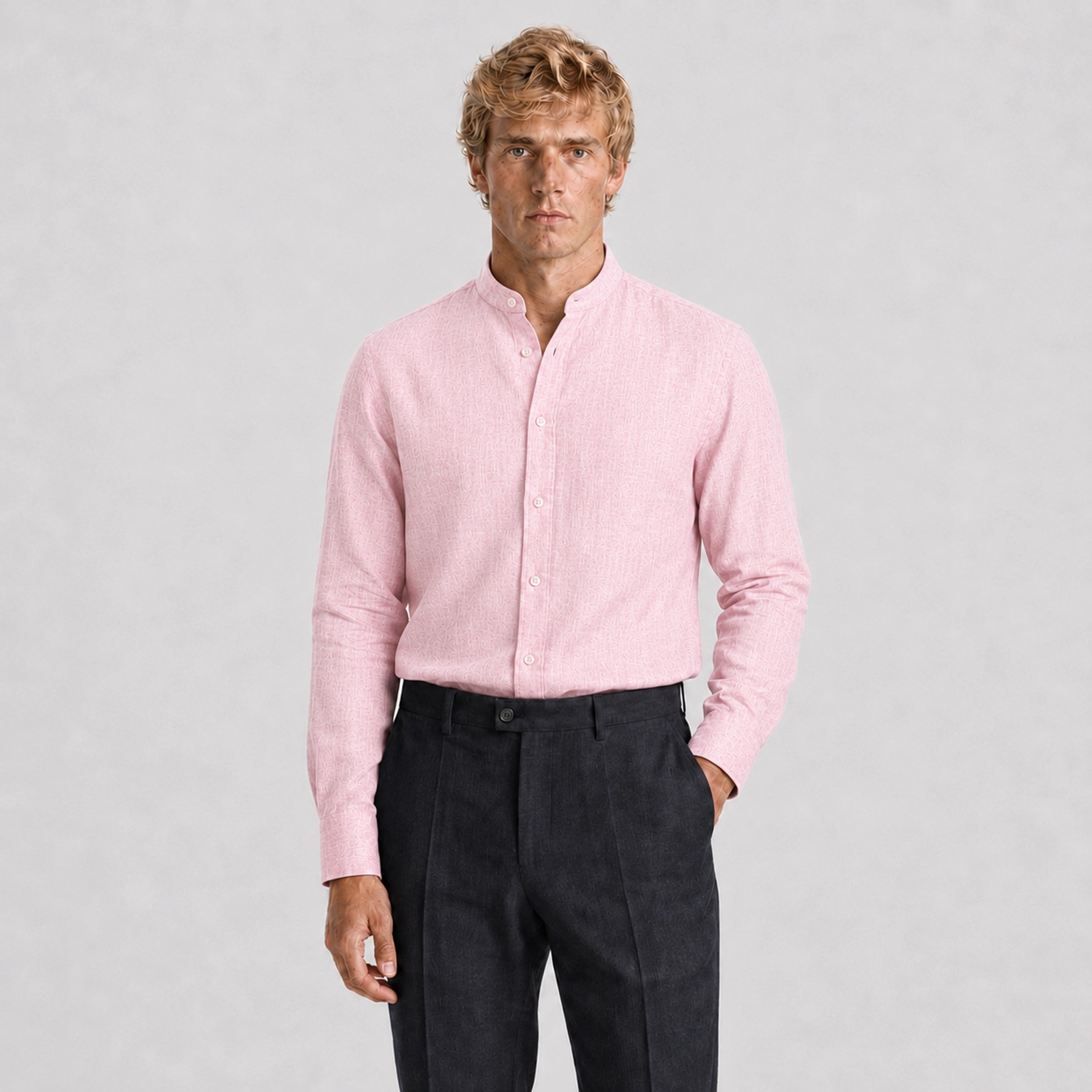 Rosewood Mandarin Linen Shirt