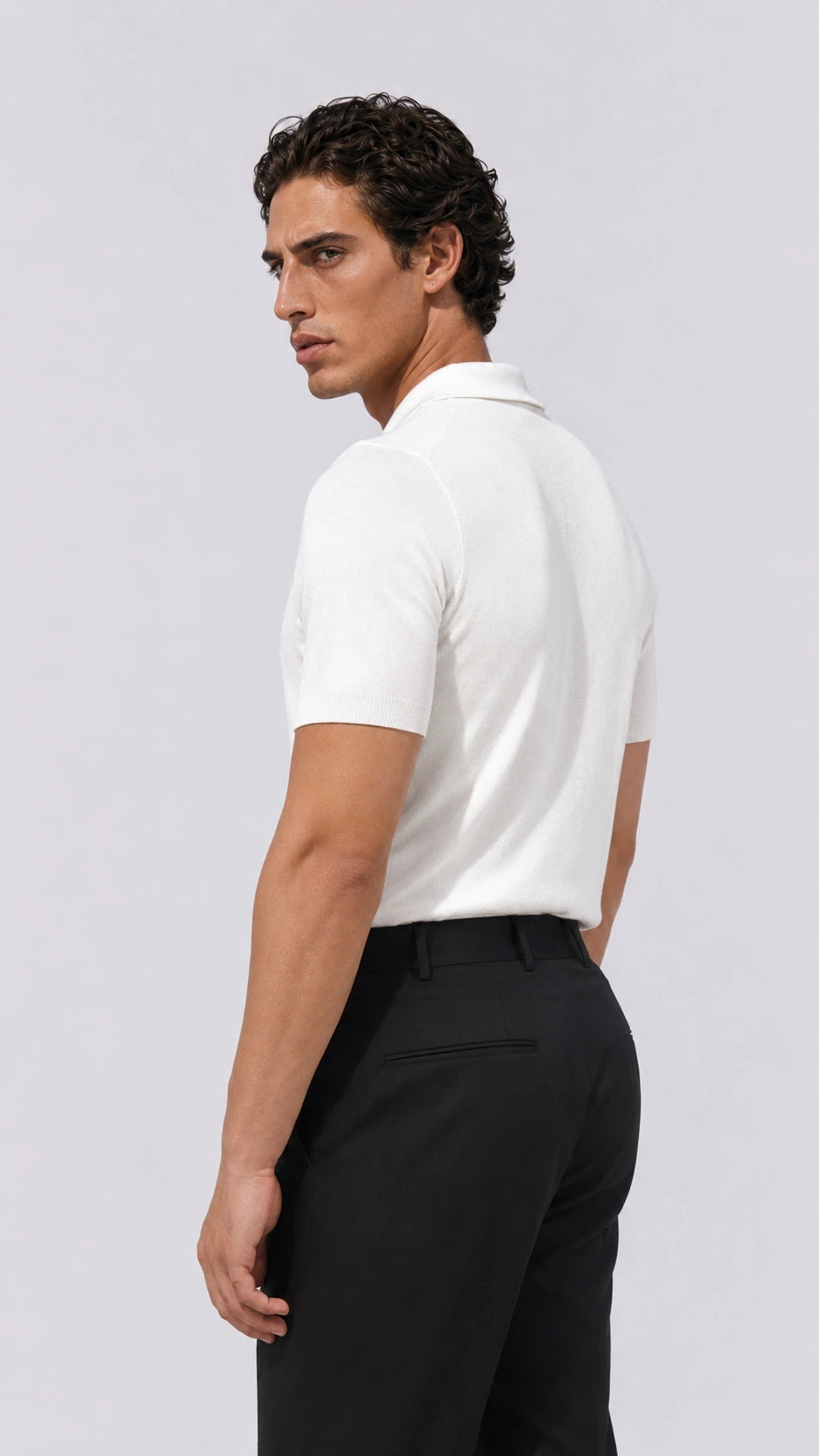 Ivory Merino Knit Polo