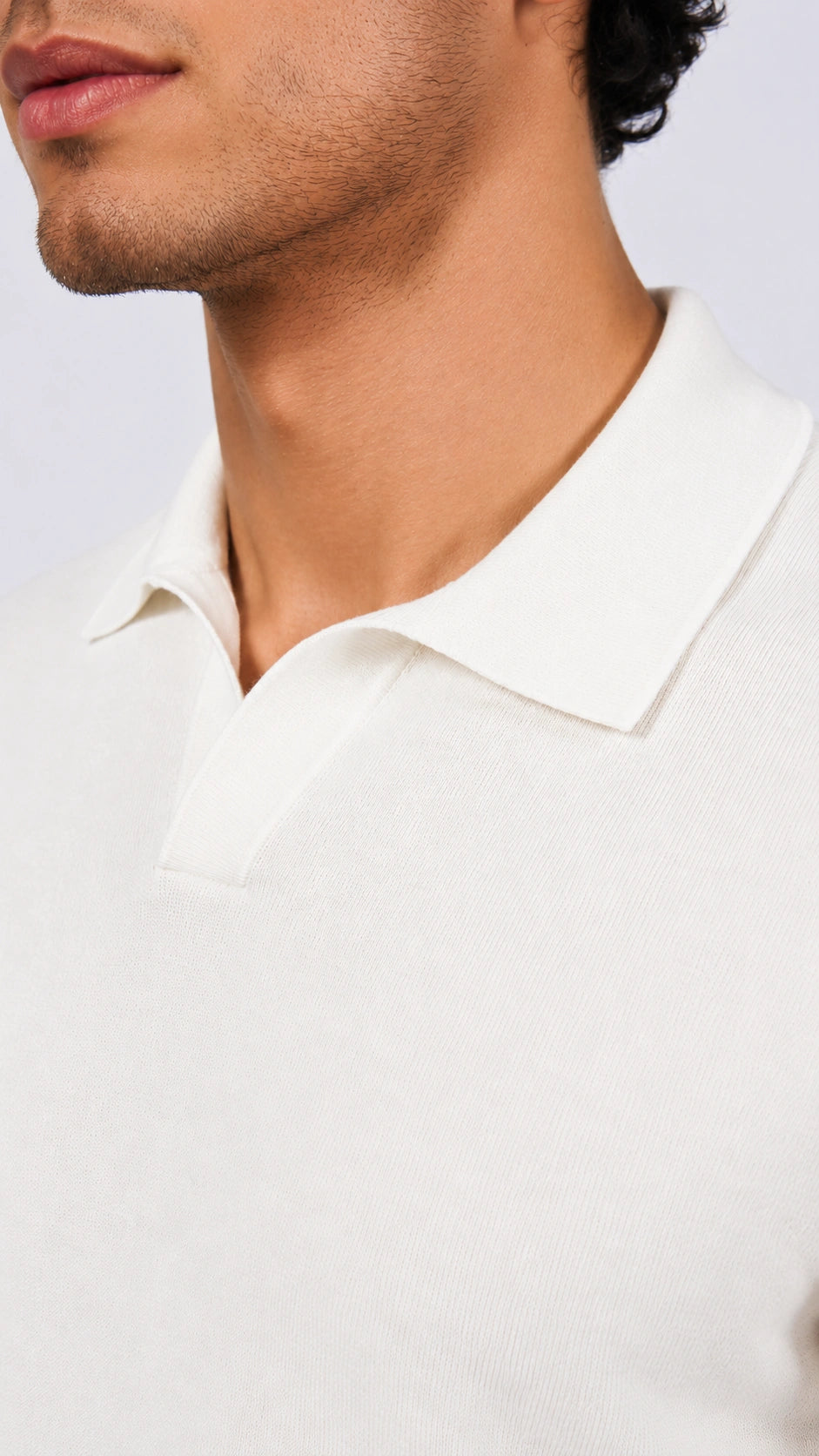 Ivory Merino Knit Polo