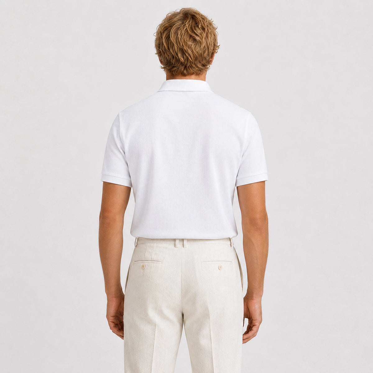 Ivory Merino Knit Polo