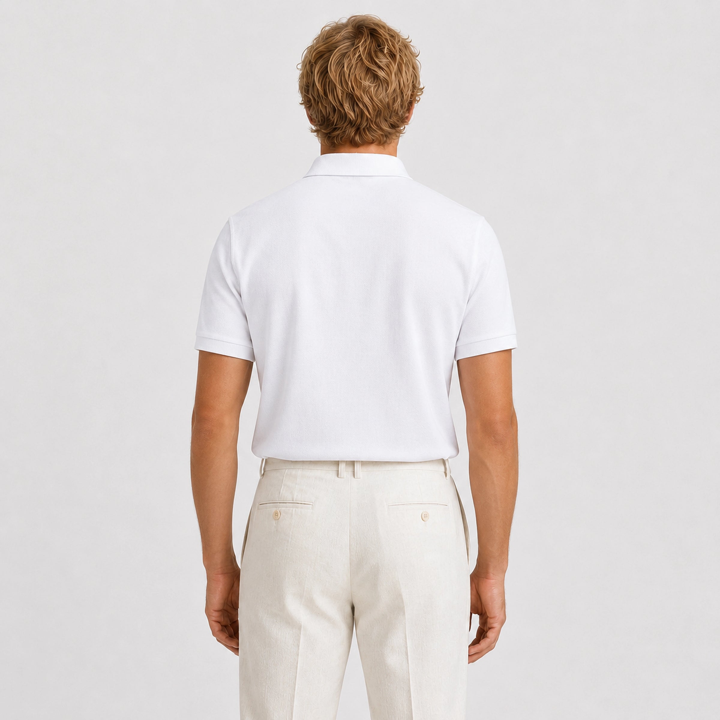 Ivory Merino Knit Polo