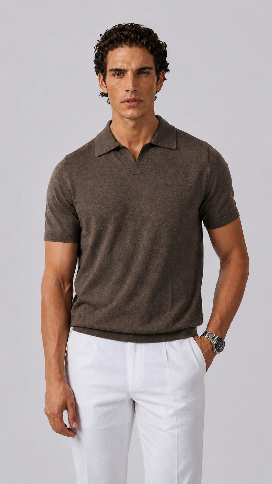 Stone Merino Knit Polo