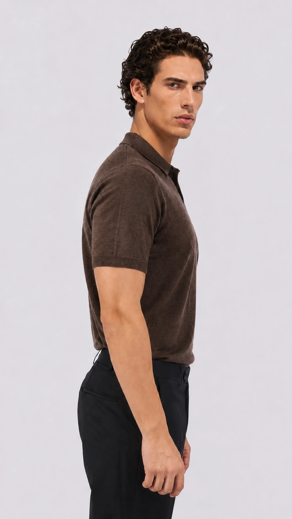 Camel Merino Knit Polo