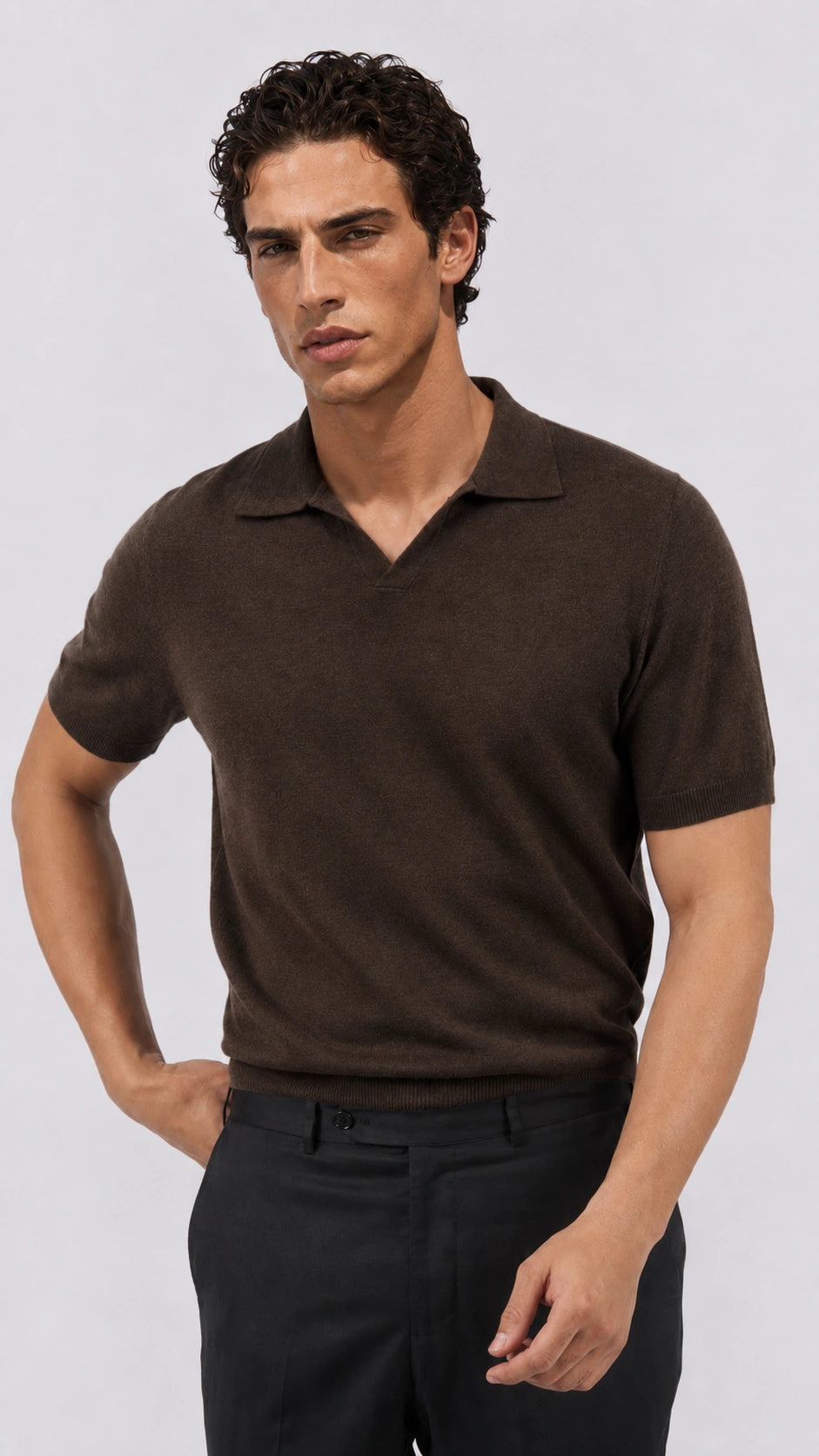 Brown Merino Polo Shirt