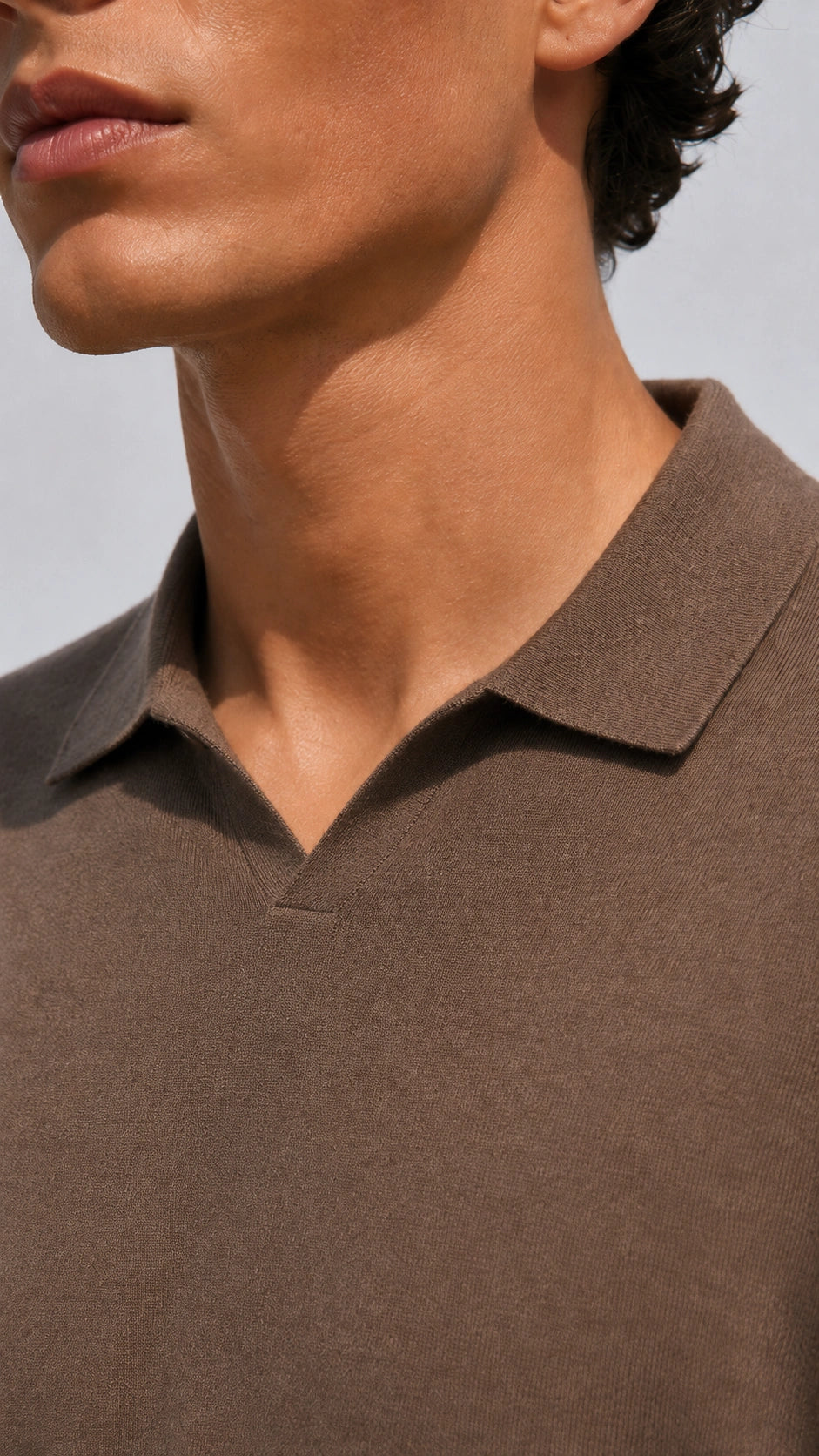 Camel Merino Knit Polo