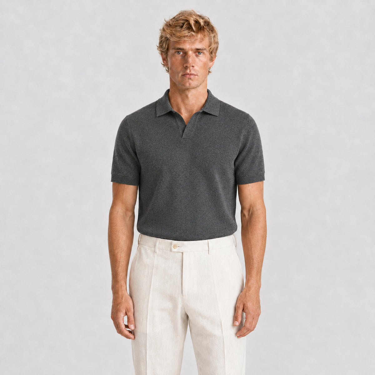 Stone Merino Knit Polo