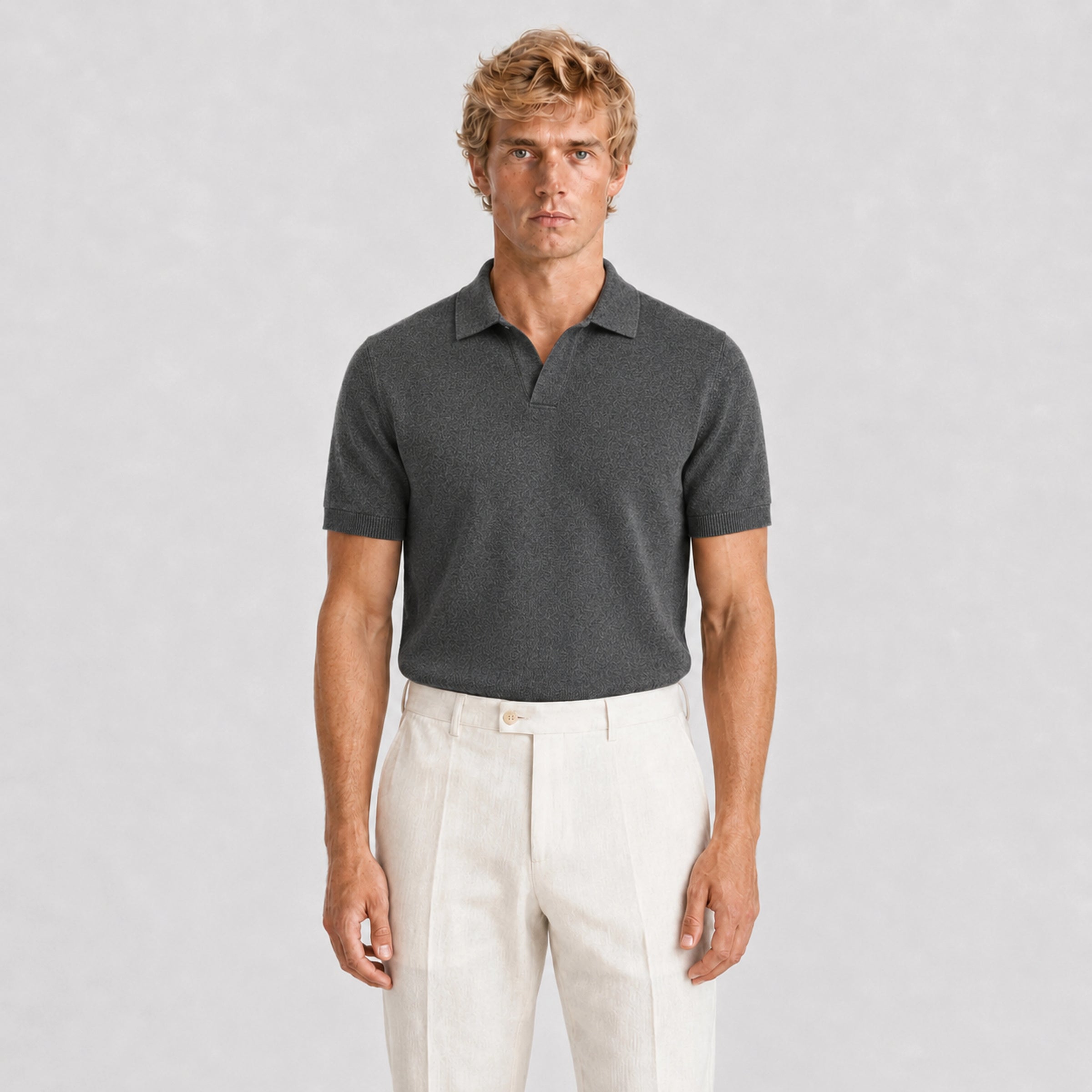Stone Merino Knit Polo