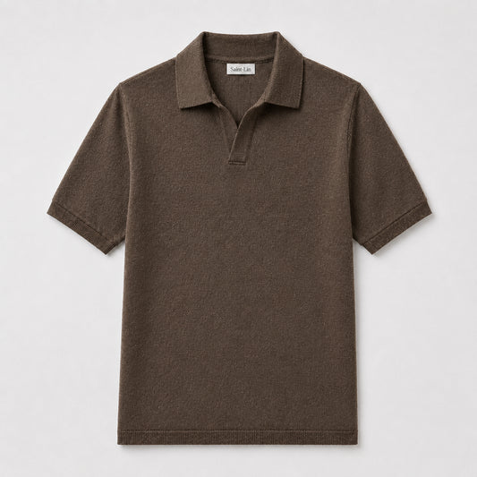 Camel Merino Knit Polo