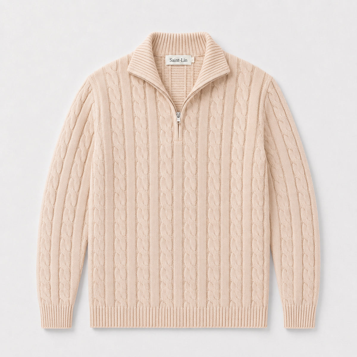 Cream Merino Half-Zip Sweater