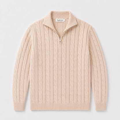 Cream Merino Half-Zip Sweater