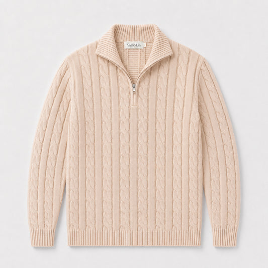 Cream Merino Half-Zip Sweater