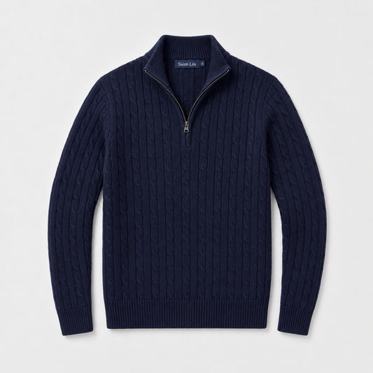 Navy Merino Half-Zip Sweater