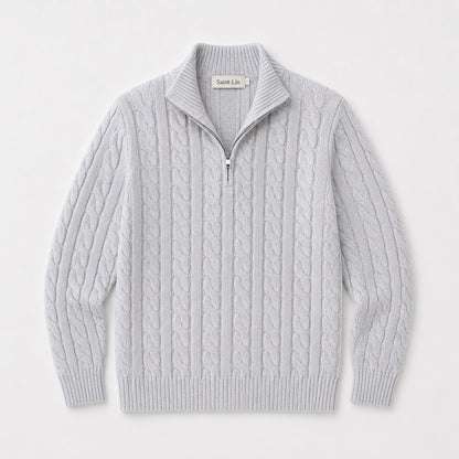 Stone Merino Half-Zip Sweater