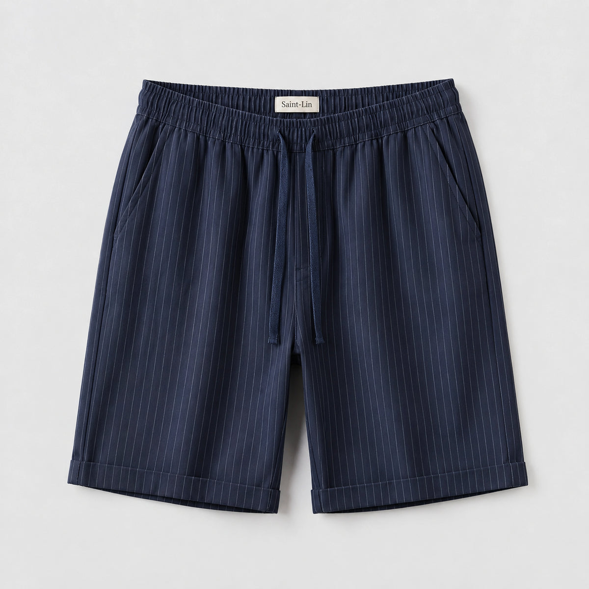 Azure Lyocell Striped Shorts